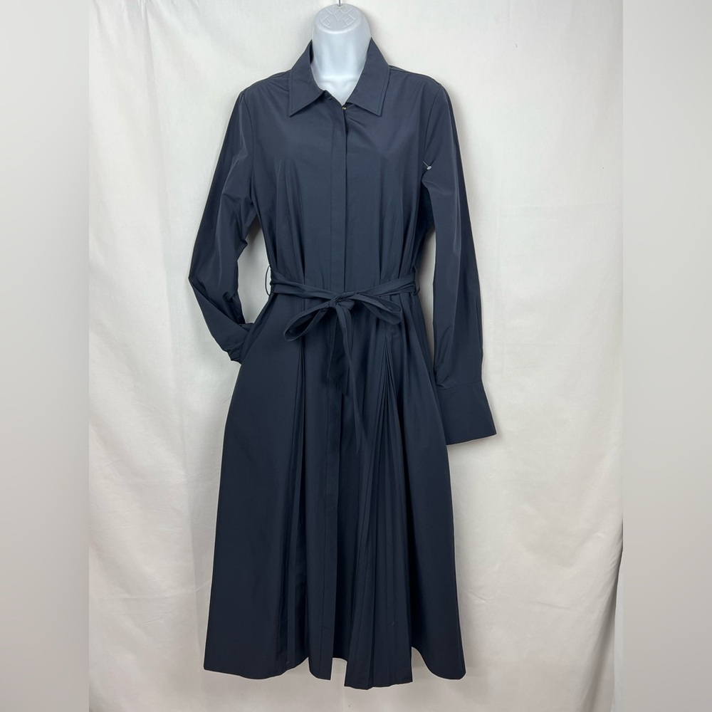DEREK LAM 10 CROSBY stunning Annette Pleated Shirtdress - Navy 69% off retail - Picture 4 of 13